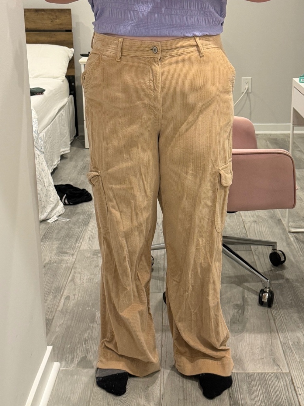 Tan Corduroy Cargo Pants